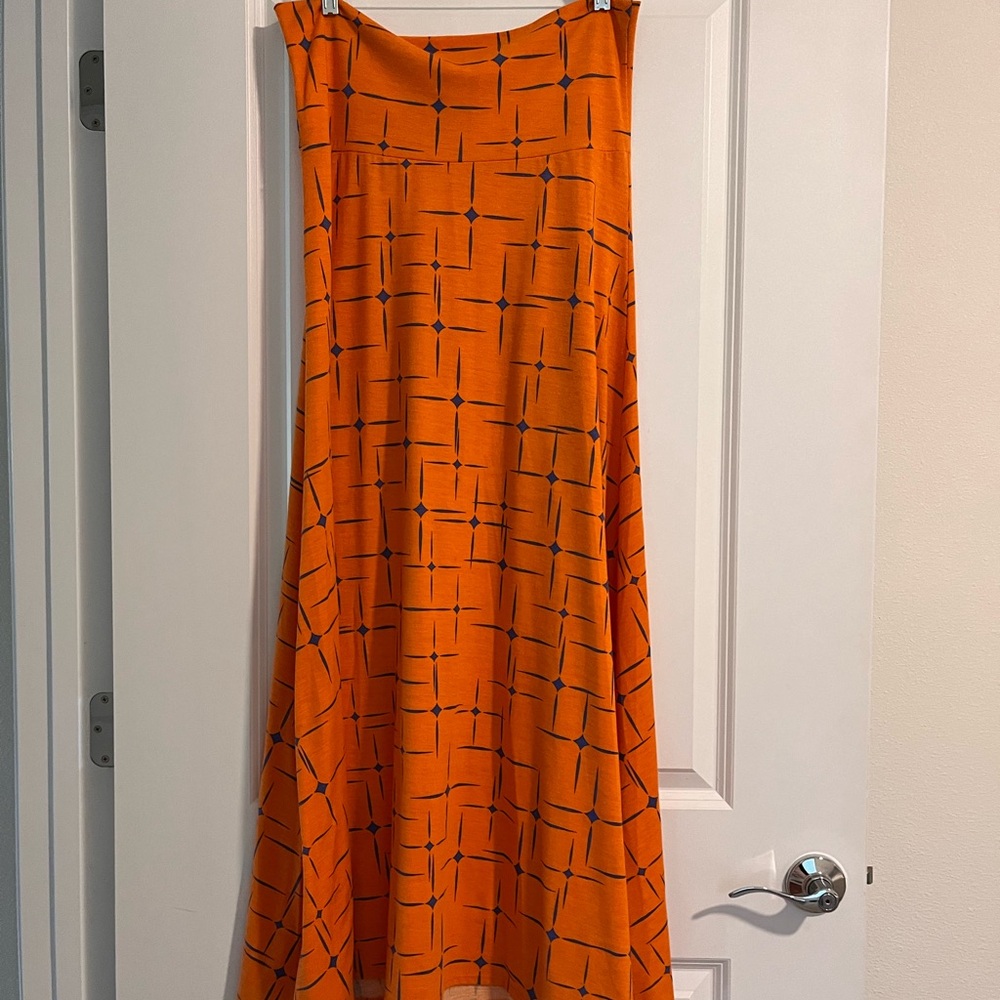 *3 for $18* LuLaRoe Med Maxi Skirt Orange and Royal Starburst